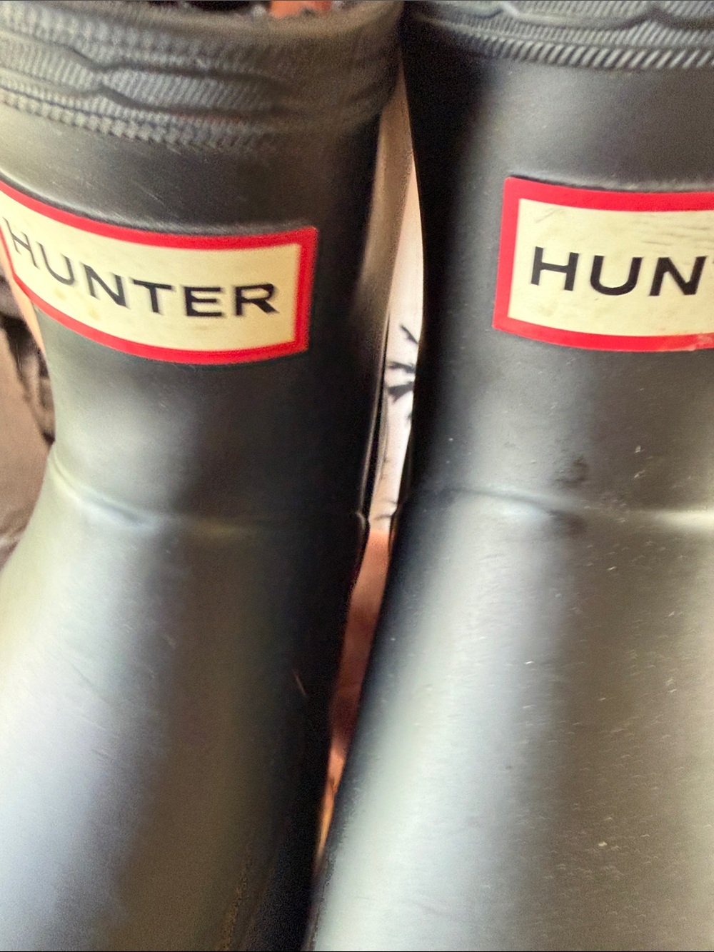 Hunter Black Rain Boots with Red-Trim Logo